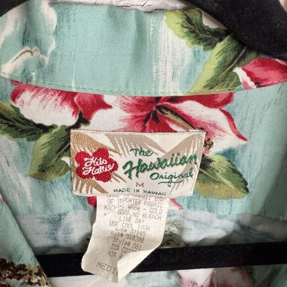 VTG Hilo Hattie Hawaiian Shirt Men medium Island Print Vacation Resort Summer - Picture 4 of 7